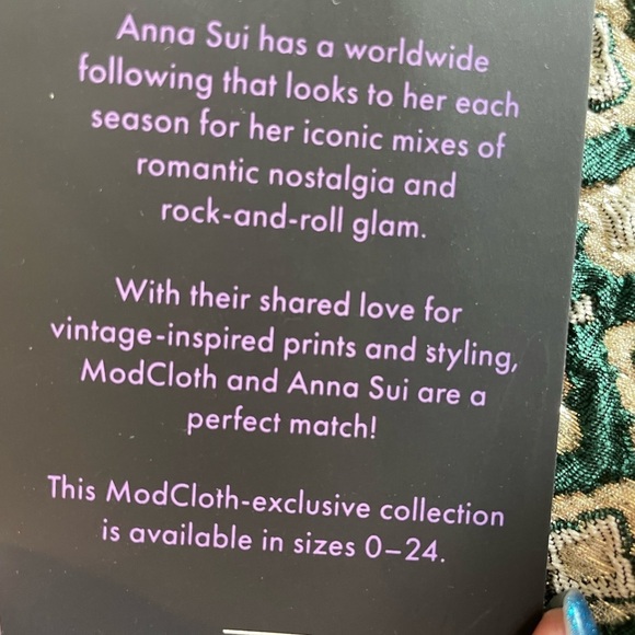 Modcloth X Anna Sui Collaboration Green & Gold Dress. New with tags. Size 14 - Picture 9 of 14